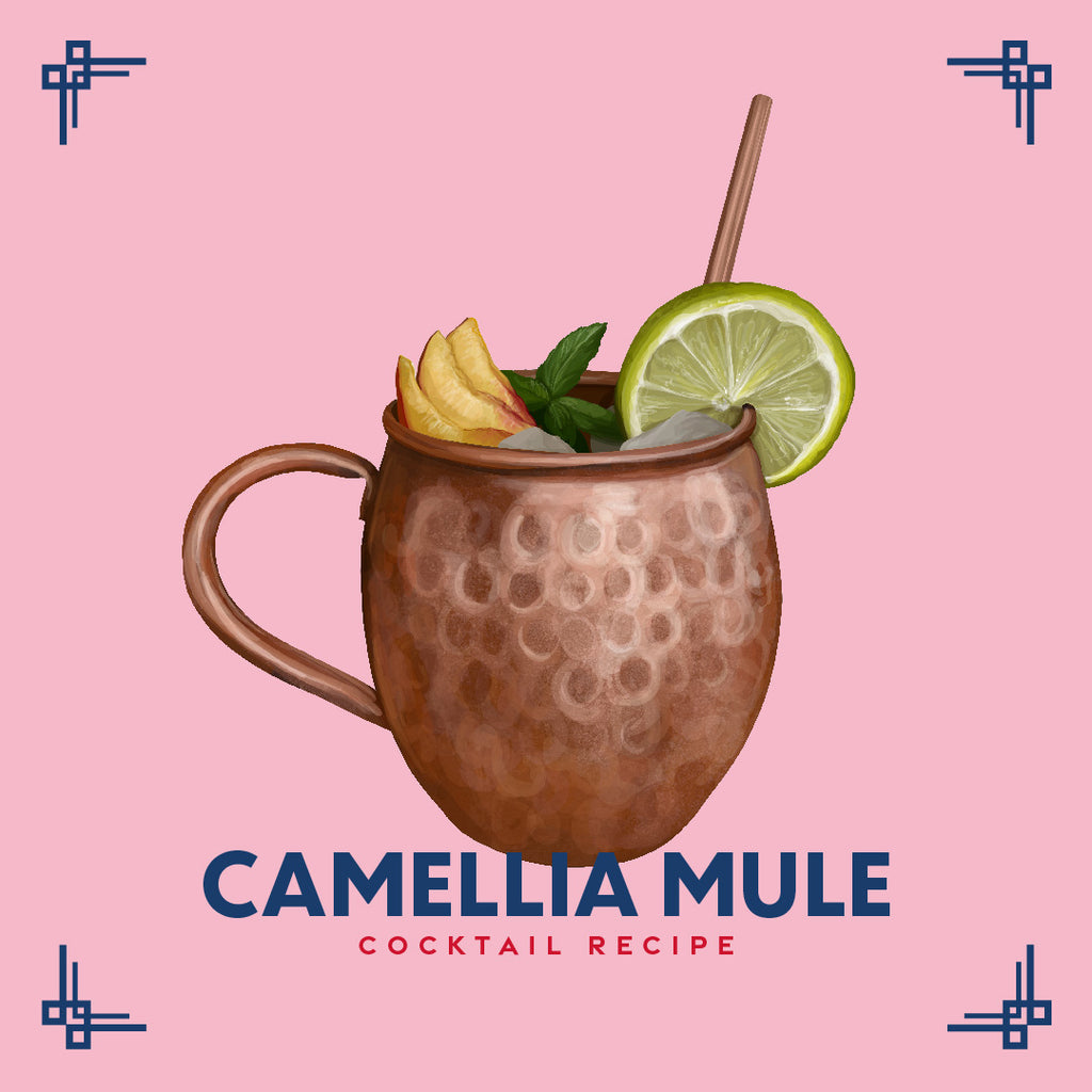 Camellia Mule Cocktail, alcoholic tea liqueur, tea cocktail, recipe